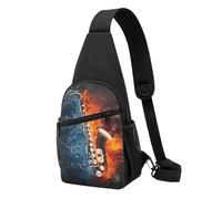 FUkker Bolso bandolera, bolso cruzado en el pecho, bolso en diagonal para viajes, senderismo, pecho, mochila, cinturón, unisex,Saxofón en fuego y agua.