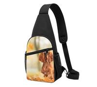 FUkker Bolso bandolera, bolso cruzado en el pecho, bolso en diagonal para viajes, senderismo, pecho, mochila, cinturón, unisex,Cocker Spaniel Otoño Parque Perros Spaniel Marrón