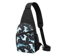 FUkker Bolso bandolera, bolso cruzado en el pecho, bolso en diagonal para viajes, senderismo, pecho, mochila, cinturón, unisex,Tiburón martillo acuarela
