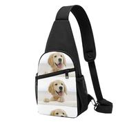 FUkker Bolso bandolera, bolso cruzado en el pecho, bolso en diagonal para viajes, senderismo, pecho, mochila, cinturón, unisex,Un perro perdiguero de oro
