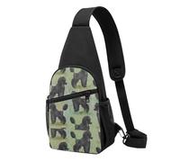 FUkker Bolso bandolera, bolso cruzado en el pecho, bolso en diagonal para viajes, senderismo, pecho, mochila, cinturón, unisex,Caniche negro sobre pasteles
