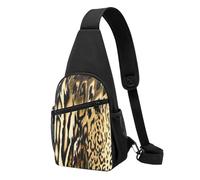 FUkker Bolso bandolera, bolso cruzado en el pecho, bolso en diagonal para viajes, senderismo, pecho, mochila, cinturón, unisex,Leopardo León Piel de tigre Piel Atigrado