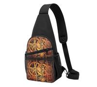 FUkker Bolso bandolera, bolso cruzado en el pecho, bolso en diagonal para viajes, senderismo, pecho, mochila, cinturón, unisex,Engranajes Steampunk geniales impresos.
