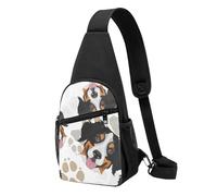 FUkker Bolso bandolera, bolso cruzado en el pecho, bolso en diagonal para viajes, senderismo, pecho, mochila, cinturón, unisex,Patrón De Patas De Perro Perro De Montaña De Berna