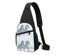 FUkker Bolso bandolera, bolso cruzado en el pecho, bolso en diagonal para viajes, senderismo, pecho, mochila, cinturón, unisex,Caballos moteados raros al galope