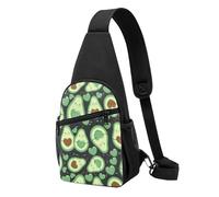 FUkker Bolso bandolera, bolso cruzado en el pecho, bolso en diagonal para viajes, senderismo, pecho, mochila, cinturón, unisex,Corazón De Aguacate De Patrones Sin Fisuras Lindo