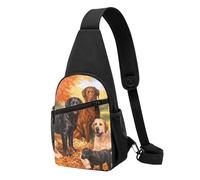 FUkker Bolso bandolera, bolso cruzado en el pecho, bolso en diagonal para viajes, senderismo, pecho, mochila, cinturón, unisex,Otoño Labrador Lab Golden Retriever Perro Agradeciendo