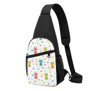 FUkker Bolso bandolera, bolso cruzado en el pecho, bolso en diagonal para viajes, senderismo, pecho, mochila, cinturón, unisex,Rana De Colores Estampada