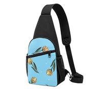 FUkker Bolso bandolera, bolso cruzado en el pecho, bolso en diagonal para viajes, senderismo, pecho, mochila, cinturón, unisex,Tulipanes amarillos dibujados a mano