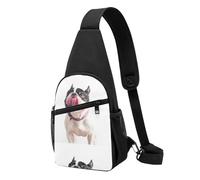 FUkker Bolso bandolera, bolso cruzado en el pecho, bolso en diagonal para viajes, senderismo, pecho, mochila, cinturón, unisex,Feliz Perro Curioso Bulldog Francés