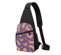 FUkker Bolso bandolera, bolso cruzado en el pecho, bolso en diagonal para viajes, senderismo, pecho, mochila, cinturón, unisex,jugando al perro salchicha