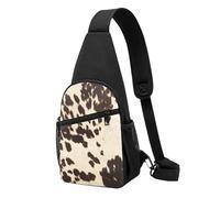 FUkker Bolso bandolera, bolso cruzado en el pecho, bolso en diagonal para viajes, senderismo, pecho, mochila, cinturón, unisex,Piel De Vaca Marrón Estampada
