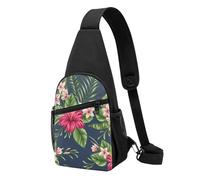 FUkker Bolso bandolera, bolso cruzado en el pecho, bolso en diagonal para viajes, senderismo, pecho, mochila, cinturón, unisex,Flores Tropicales Frangipani Hibisco Naturaleza