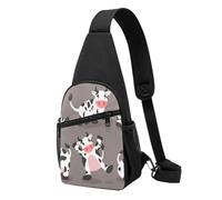 FUkker Bolso bandolera, bolso cruzado en el pecho, bolso en diagonal para viajes, senderismo, pecho, mochila, cinturón, unisex,Vaca linda de la historieta impresa