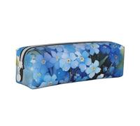 FUkker Estuche para lápices, Estuche de Cuero para lápices, Estuche para lápices, Organizador de papelería, Estuche para lápices, Acuarela No me Olvides Flores