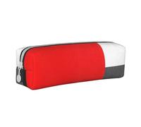 FUkker Estuche para lápices, Estuche de Cuero para lápices, Estuche para lápices, Organizador de papelería, Estuche para lápices, Bloque Geométrico Rojo Gris Blanco Y Negro
