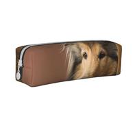 FUkker Estuche para lápices, Estuche de Cuero para lápices, Estuche para lápices, Organizador de papelería, Estuche para lápices, Rough Collie Lassie Perros Perros Grandes Y Esponjosos Mascotas