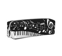 FUkker Estuche para lápices, Estuche de Cuero para lápices, Estuche para lápices, Organizador de papelería, Estuche para lápices, Notas Musicales voladoras Teclas de Piano Musical