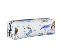 FUkker Estuche para lápices, Estuche de Cuero para lápices, Estuche para lápices, Organizador de papelería, Estuche para lápices, Shih Tzu Rosa Estampado Pequeño