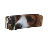FUkker Estuche para lápices, Estuche de Cuero para lápices, Estuche para lápices, Organizador de papelería, Estuche para lápices, Lindo Cavalier King Charles Spaniel