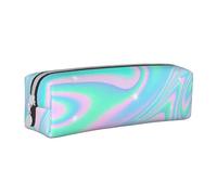 FUkker Estuche para lápices, Estuche de Cuero para lápices, Estuche para lápices, Organizador de papelería, Estuche para lápices, Fondo Abstracto Holográfico En Neón Pastel