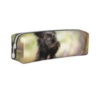 FUkker Estuche para lápices, Estuche de Cuero para lápices, Estuche para lápices, Organizador de papelería, Estuche para lápices, Affenpinscher Césped Perros Negros Monkey Terrier