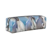 FUkker Estuche para lápices, Estuche de Cuero para lápices, Estuche para lápices, Organizador de papelería, Estuche para lápices, Tres Caballos Blancos