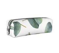 FUkker Estuche para lápices, Estuche de Cuero para lápices, Estuche para lápices, Organizador de papelería, Estuche para lápices, Hojas Verdes Blancas