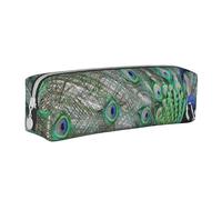 FUkker Estuche para lápices, Estuche de Cuero para lápices, Estuche para lápices, Organizador de papelería, Estuche para lápices, Pavo Real Mostrando Plumas con Alas Abiertas