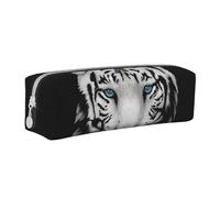 FUkker Estuche para lápices, Estuche de Cuero para lápices, Estuche para lápices, Organizador de papelería, Estuche para lápices, Pupila Azul Tigre Blanco