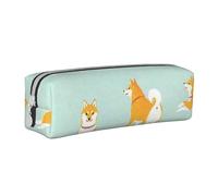 FUkker Estuche para lápices, Estuche de Cuero para lápices, Estuche para lápices, Organizador de papelería, Estuche para lápices, Lindo Cachorro Shiba inu