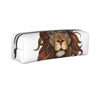 FUkker Estuche para lápices, Estuche de Cuero para lápices, Estuche para lápices, Organizador de papelería, Estuche para lápices, Hermoso Retrato de león