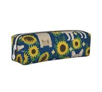 FUkker Estuche para lápices, Estuche de Cuero para lápices, Estuche para lápices, Organizador de papelería, Estuche para lápices, Girasoles Bulldog Francés