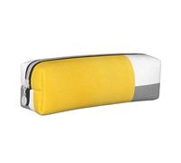 FUkker Estuche para lápices, Estuche de Cuero para lápices, Estuche para lápices, Organizador de papelería, Estuche para lápices, Bloque Geométrico Blanco Gris Amarillo