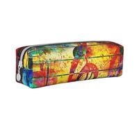 FUkker Estuche para lápices, Estuche de Cuero para lápices, Estuche para lápices, Organizador de papelería, Estuche para lápices, Imprimir Nota Musical Colorido Madera