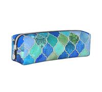 FUkker Estuche para lápices, Estuche de Cuero para lápices, Estuche para lápices, Organizador de papelería, Estuche para lápices, Marroquí Decorativo Azul Cobalto Y Aqua