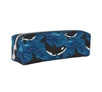 FUkker Estuche para lápices, Estuche de Cuero para lápices, Estuche para lápices, Organizador de papelería, Estuche para lápices, Orcas del océano
