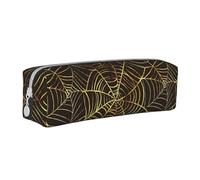 FUkker Estuche para lápices, Estuche de Cuero para lápices, Estuche para lápices, Organizador de papelería, Estuche para lápices, Patrón de telaraña Dorada