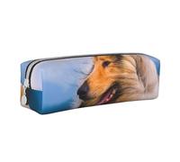 FUkker Estuche para lápices, Estuche de Cuero para lápices, Estuche para lápices, Organizador de papelería, Estuche para lápices, Hermoso Collie áspero
