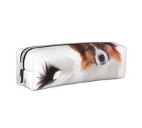 FUkker Estuche para lápices, Estuche de Cuero para lápices, Estuche para lápices, Organizador de papelería, Estuche para lápices, Perro Papillon Esponjoso