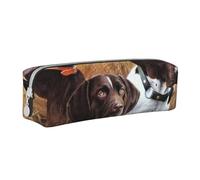 FUkker Estuche para lápices, Estuche de Cuero para lápices, Estuche para lápices, Organizador de papelería, Estuche para lápices, Caída del Perro Braco alemán de Pelo Corto