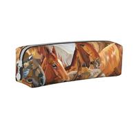 FUkker Estuche para lápices, Estuche de Cuero para lápices, Estuche para lápices, Organizador de papelería, Estuche para lápices, Acuarela Animal Caballo Impreso
