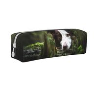 FUkker Estuche para lápices, Estuche de Cuero para lápices, Estuche para lápices, Organizador de papelería, Estuche para lápices, Border Collie Stone Sweet Brown Perros Mascotas