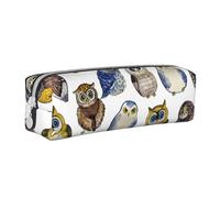 FUkker Estuche para lápices, Estuche de Cuero para lápices, Estuche para lápices, Organizador de papelería, Estuche para lápices, Búhos Lindos Acuarela