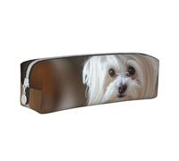 FUkker Estuche para lápices, Estuche de Cuero para lápices, Estuche para lápices, Organizador de papelería, Estuche para lápices, Precioso Perro maltés Impreso.