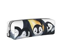 FUkker Estuche para lápices, Estuche de Cuero para lápices, Estuche para lápices, Organizador de papelería, Estuche para lápices, Pingüinos Emperador con niños en la Nieve