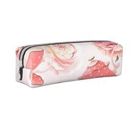 FUkker Estuche para lápices, Estuche de Cuero para lápices, Estuche para lápices, Organizador de papelería, Estuche para lápices, Tetera Rosa Estampada