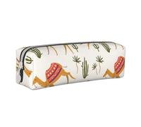 FUkker Estuche para lápices, Estuche de Cuero para lápices, Estuche para lápices, Organizador de papelería, Estuche para lápices, Impresión de Plantas de Cactus de Camello del Desierto