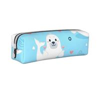 FUkker Estuche para Lápices Estuche para Lápices Estuche para Lápices De Cuero con Cremallera Estuche para Lápices Patrón De Foca Y Morsa