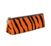 FUkker Estuche para lápices, Estuche para lápices Triangular, Estuche para lápices portátil, Estuche de Cuero para Oficina Escolar,Leopardo Tigre Naranja